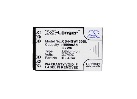 3.7V, Li-ion, 1000mAh, SmartPhone battery fits Ngm, Bl-os4, Boris, Clio, 3.7Wh Mobile, SmartPhone Cameron Sino Technology Limited (Smartphone)