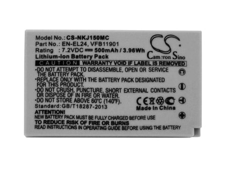 7.2V, Li-ion, 500mAh, Camera battery fits Nikon, En-el24, 1 J5, 3.6Wh Camera Cameron Sino Technology Limited (Camera)