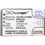 7.2V, Li-ion, 850mAh, Camera battery fits Nikon, En-el24, 1 J5, 6.12Wh Camera Cameron Sino Technology Limited (Camera)