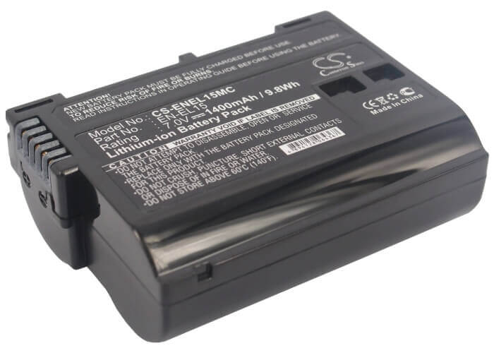 7.0V, Li-ion, 1400mAh, Camera battery fits Nikon, En-el15, 1 V1, Coolpix D7000, 9.8Wh Camera Cameron Sino Technology Limited (Camera)