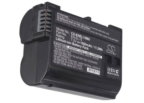 7.0V, Li-ion, 1600mAh, Camera battery fits Nikon, En-el15, 1 V1, Coolpix D7000, 11.2Wh Camera Cameron Sino Technology Limited (Camera)