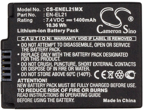 7.4V, Li-ion, 1400mAh, Camera battery fits Nikon, En-el21, 1 V2, 10.36Wh Camera Cameron Sino Technology Limited (Camera)
