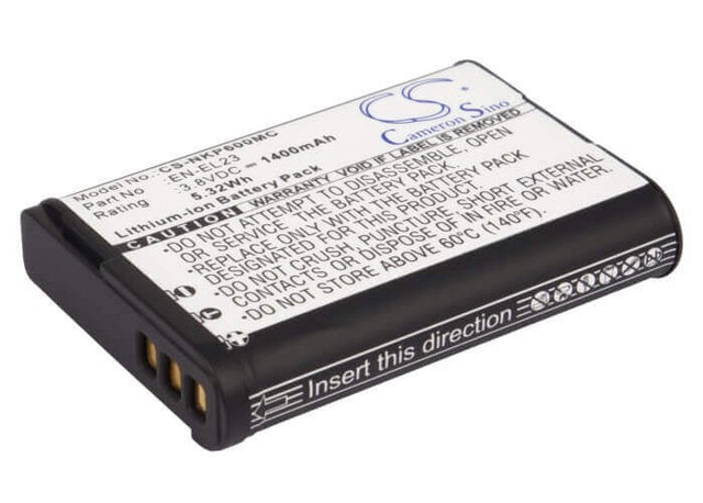 3.8V, Li-ion, 1400mAh, Camera battery fits Nikon, En-el23, Coolpix P600, Coolpix P610, 5.32Wh Camera Cameron Sino Technology Limited (Camera)