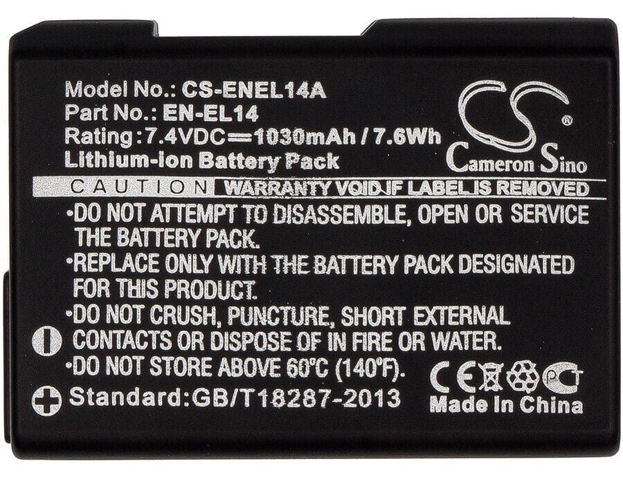7.4V, Li-ion, 1030mAh, Camera battery fits Nikon, En-el14, Coolpix P7000, Coolpix P7100, 7.622Wh Camera Cameron Sino Technology Limited (Camera)