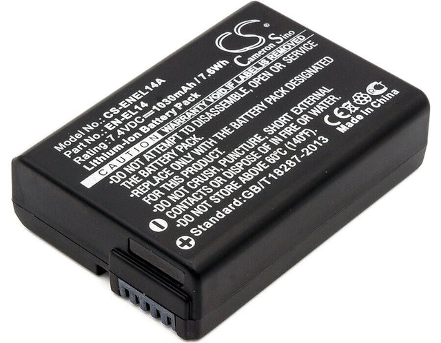 7.4V, Li-ion, 1030mAh, Camera battery fits Nikon, En-el14, Coolpix P7000, Coolpix P7100, 7.622Wh Camera Cameron Sino Technology Limited (Camera)