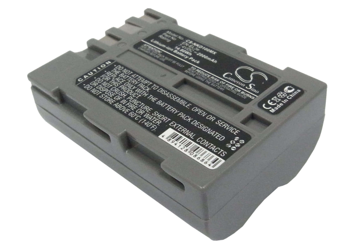 7.4V, Li-ion, 2000mAh, Camera battery fits Nikon, En-el3e, D100, D100 Slr, 14.8Wh Camera Cameron Sino Technology Limited (Camera)