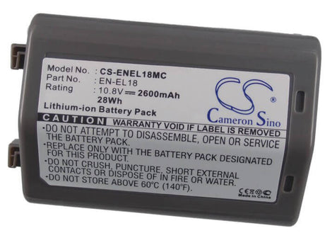 10.8V, Li-ion, 2600mAh, Camera battery fits Nikon, En-el18, D4 Dslr, D4s, 28.08Wh Camera Cameron Sino Technology Limited (Camera)