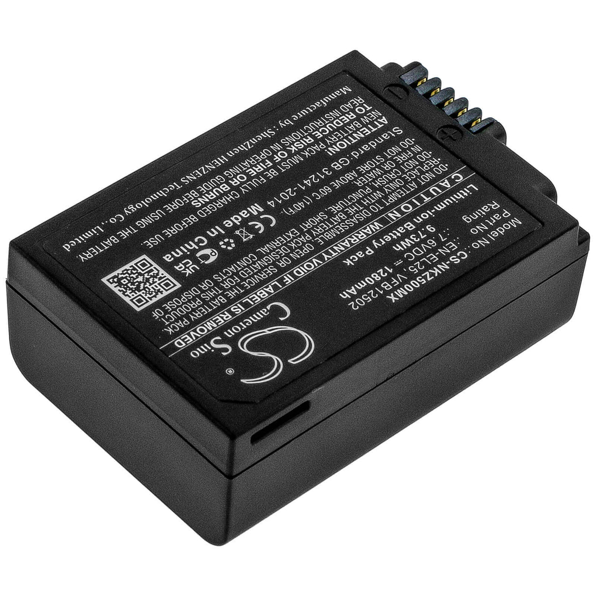 7.6V, Li-ion, 1280mAh, Camera battery fits Nikon, En-el25, Z Fc Mirrorless, Z30, 9.728Wh Camera Cameron Sino Technology Limited (Camera)