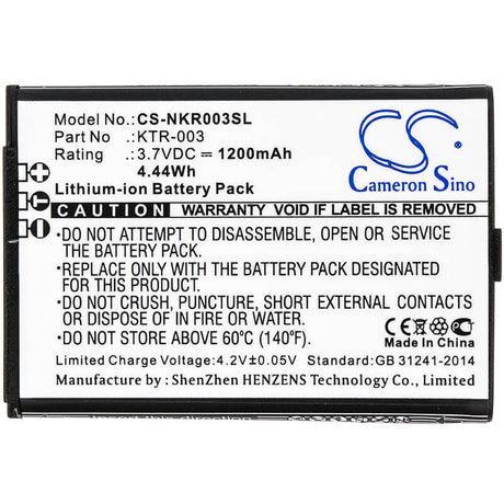 3.7V, Li-ion, 1200mAh, Game Console battery fits Nintendo, Ktr-003, Mwh710a01, New 3ds, 4.44Wh Game Console Cameron Sino Technology Limited