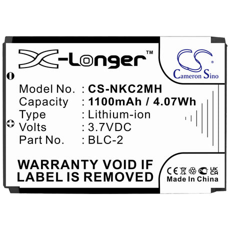 3.7V, Li-ion, 1100mAh, SmartPhone battery fits Nokia, Blc-1, 1220, 1221, 4.07Wh Mobile, SmartPhone Cameron Sino Technology Limited (Smartphone)
