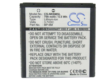 3.7V, Li-ion, 700mAh, SmartPhone battery fits Nokia, Mobiado, Bp-6m, Lucido, Luminoso, 2.59Wh Mobile, SmartPhone Cameron Sino Technology Limited (Smartphone)