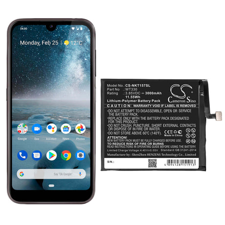 3.85V, Li-Polymer, 3000mAh, SmartPhone battery fits Nokia, Wt330, 4.2, Ta-1150, 11.55Wh Mobile, SmartPhone Cameron Sino Technology Limited (Smartphone)