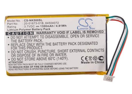 3.7V, Li-Polymer, 1300mAh, GPS battery fits Nokia, 20-01673-01b, 500, Pd-14, 4.81Wh GPS, Navigator Cameron Sino Technology Limited