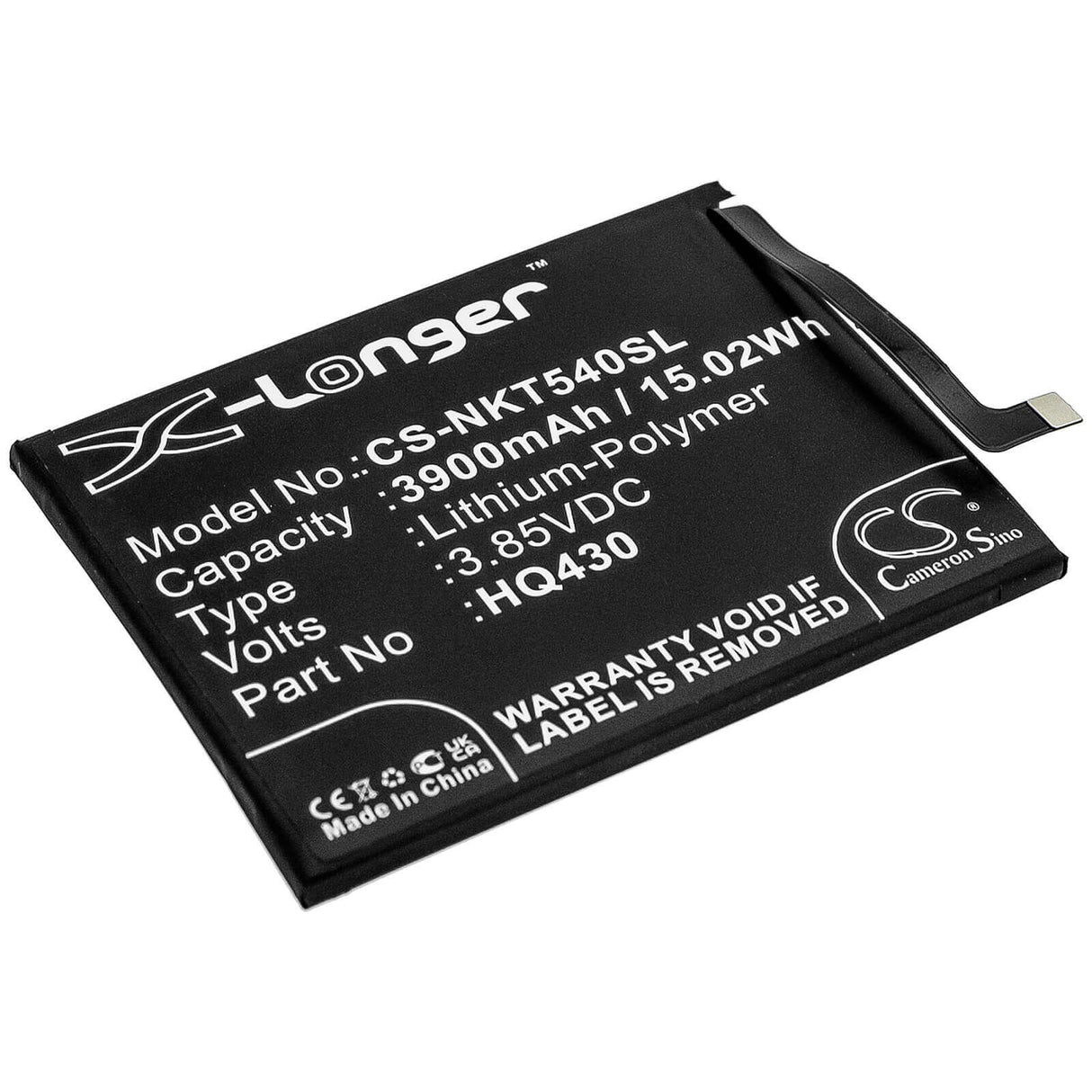 3.85V, Li-Polymer, 3900mAh, SmartPhone battery fits Nokia, Hq430, 5.4 2021, Hmd 5.4, 15.02Wh Mobile, SmartPhone Cameron Sino Technology Limited (Smartphone)