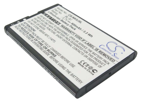3.7V, Li-ion, 900mAh, SmartPhone battery fits Nokia, Bl-5j, 5230, 5800, 3.33Wh Mobile, SmartPhone Cameron Sino Technology Limited (Smartphone)
