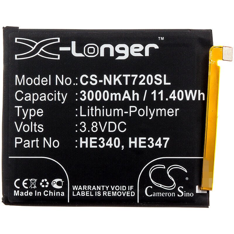 3.8V, Li-Polymer, 3000mAh, SmartPhone battery fits Nokia, He340, 7.1, Ta-1041, 11.4Wh Mobile, SmartPhone Cameron Sino Technology Limited (Smartphone)