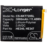 3.8V, Li-Polymer, 3000mAh, SmartPhone battery fits Nokia, He340, 7.1, Ta-1041, 11.4Wh Mobile, SmartPhone Cameron Sino Technology Limited (Smartphone)