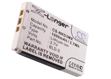 3.7V, Li-ion, 1000mAh, SmartPhone battery fits Nokia, Bld-3, 2100, 3200, 3.7Wh Mobile, SmartPhone Cameron Sino Technology Limited (Smartphone)