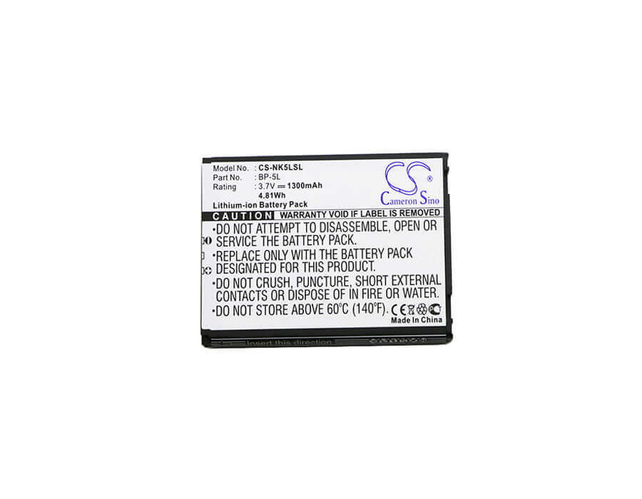 3.7V, Li-ion, 1300mAh, SmartPhone battery fits Nokia, Bp-5l, 770, 7700, 4.81Wh Mobile, SmartPhone Cameron Sino Technology Limited (Smartphone)