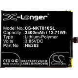 3.85V, Li-Polymer, 3300mAh, SmartPhone battery fits Nokia, He362, 8.1, Ta-1119, 12.71Wh Mobile, SmartPhone Cameron Sino Technology Limited (Smartphone)