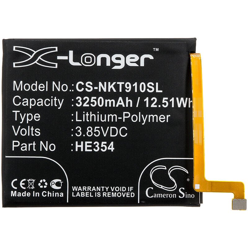 3.85V, Li-Polymer, 3250mAh, SmartPhone battery fits Nokia, He354, 9 Pureview, Ta-1082, 12.51Wh Mobile, SmartPhone Cameron Sino Technology Limited (Smartphone)