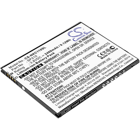 3.8V, Li-ion, 2400mAh, SmartPhone battery fits Nokia, Sp210, C1 Plus, 9.12Wh Mobile, SmartPhone Cameron Sino Technology Limited (Smartphone)
