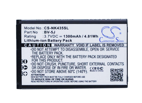 3.7V, Li-ion, 1300mAh, SmartPhone battery fits Microsoft, Nokia, Bv-5j, Lumia 435, Lumia 532, 4.81Wh Mobile, SmartPhone Cameron Sino Technology Limited (Smartphone)