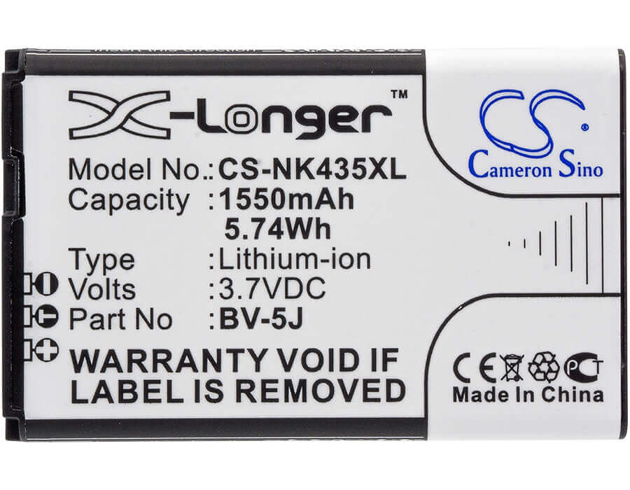 3.7V, Li-ion, 1550mAh, SmartPhone battery fits Nokia, Microsoft, Bv-5j, Lumia 435, Lumia 532, 5.74Wh Mobile, SmartPhone Cameron Sino Technology Limited (Smartphone)