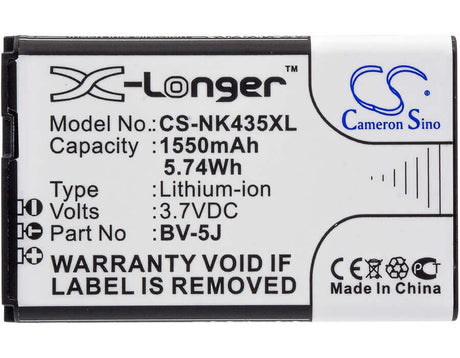 3.7V, Li-ion, 1550mAh, SmartPhone battery fits Nokia, Microsoft, Bv-5j, Lumia 435, Lumia 532, 5.74Wh Mobile, SmartPhone Cameron Sino Technology Limited (Smartphone)