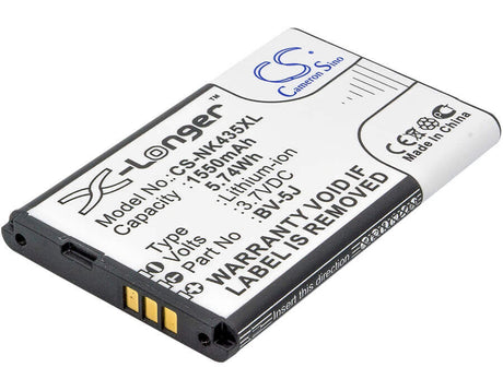 3.7V, Li-ion, 1550mAh, SmartPhone battery fits Nokia, Microsoft, Bv-5j, Lumia 435, Lumia 532, 5.74Wh Mobile, SmartPhone Cameron Sino Technology Limited (Smartphone)