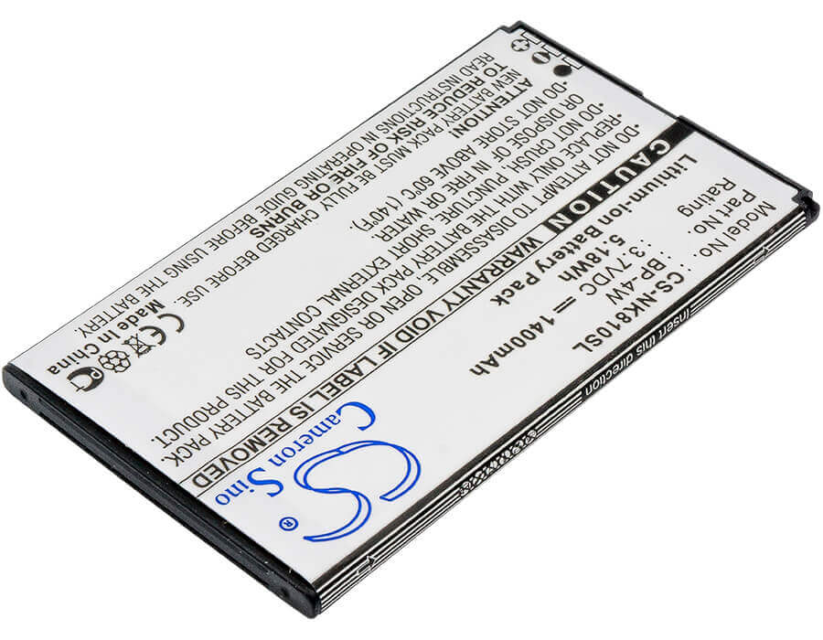 3.7V, Li-ion, 1400mAh, SmartPhone battery fits Nokia, Bp-4w, Lumia 810, Lumia 822, 5.18Wh Mobile, SmartPhone Cameron Sino Technology Limited (Smartphone)