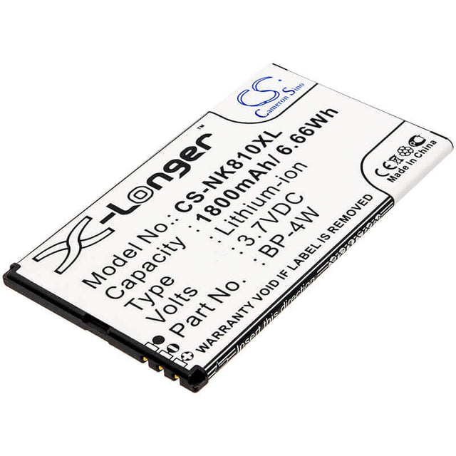 3.7V, Li-ion, 1800mAh, SmartPhone battery fits Nokia, Bp-4w, Lumia 810, Lumia 822, 6.66Wh Mobile, SmartPhone Cameron Sino Technology Limited (Smartphone)