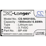 3.7V, Li-ion, 1800mAh, SmartPhone battery fits Nokia, Bp-4w, Lumia 810, Lumia 822, 6.66Wh Mobile, SmartPhone Cameron Sino Technology Limited (Smartphone)