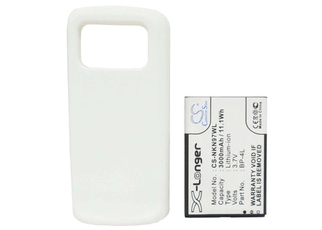 3.7V, Li-ion, 3000mAh, SmartPhone battery fits Nokia, (White),Bp-4l, N97, 11.1Wh Mobile, SmartPhone Cameron Sino Technology Limited (Smartphone)