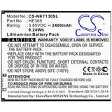 3.85V, Li-ion, 2400mAh, SmartPhone battery fits Nokia, He365, Nokia 1 Plus, Ta-1111, 9.24Wh Mobile, SmartPhone Cameron Sino Technology Limited (Smartphone)