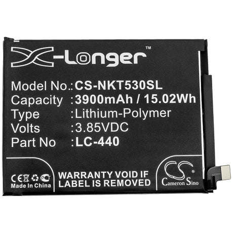 3.85V, Li-Polymer, 3900mAh, SmartPhone battery fits Nokia, Lc-440, Nokia 5.3, Ta-1234, 15.02Wh Mobile, SmartPhone Cameron Sino Technology Limited (Smartphone)