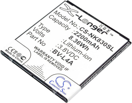 3.8V, Li-ion, 2200mAh, SmartPhone battery fits Microsoft, Nokia, Bv-l4a, Lumia 540, Lumia 540 Dual Sim, 8.36Wh Mobile, SmartPhone Cameron Sino Technology Limited (Smartphone)
