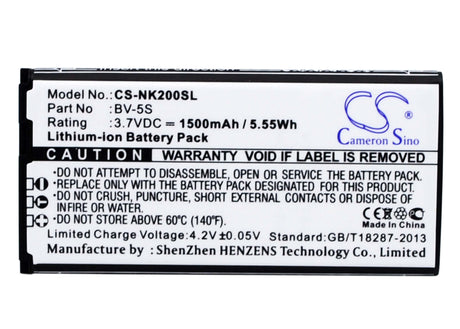 3.7V, Li-ion, 1500mAh, SmartPhone battery fits Nokia, Bv-5s, Rm-1013, X2, 5.55Wh Mobile, SmartPhone Cameron Sino Technology Limited (Smartphone)
