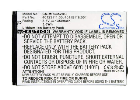 3.7V, Li-ion, 1350mAh, Hotspot battery fits Novatel Wireless, Verizon, 40115118.001, Mifi 3352, Mifi 4082, 5.00Wh Hotspot Cameron Sino Technology Limited