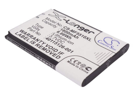 3.7V, Li-ion, 1800mAh, Hotspot battery fits Novatel Wireless, 40115126-001, Mifi 500 Lte, Mifi 5510, 6.66Wh Hotspot Cameron Sino Technology Limited