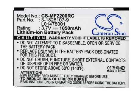 3.7V, Li-ion, 1050mAh, Hotspot battery fits Novatel Wireless, 3-1826107-9, Mifi2200, 3.89Wh Hotspot Cameron Sino Technology Limited