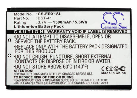 3.7V, Li-ion, 1500mAh, SmartPhone battery fits Sony, Sony Ericsson, Ntt Docomo, Bst-41, Aso29038, Xperiatm, 5.55Wh Mobile, SmartPhone Cameron Sino Technology Limited (Smartphone)