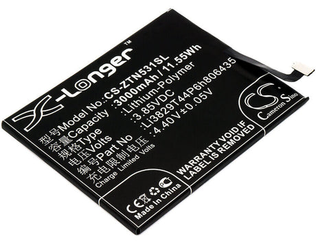 3.85V, Li-Polymer, 3000mAh, SmartPhone battery fits Nubia, Zte, Li3829t44p6h806435, Nx531, Nx531j, 11.55Wh Mobile, SmartPhone Cameron Sino Technology Limited (Smartphone)