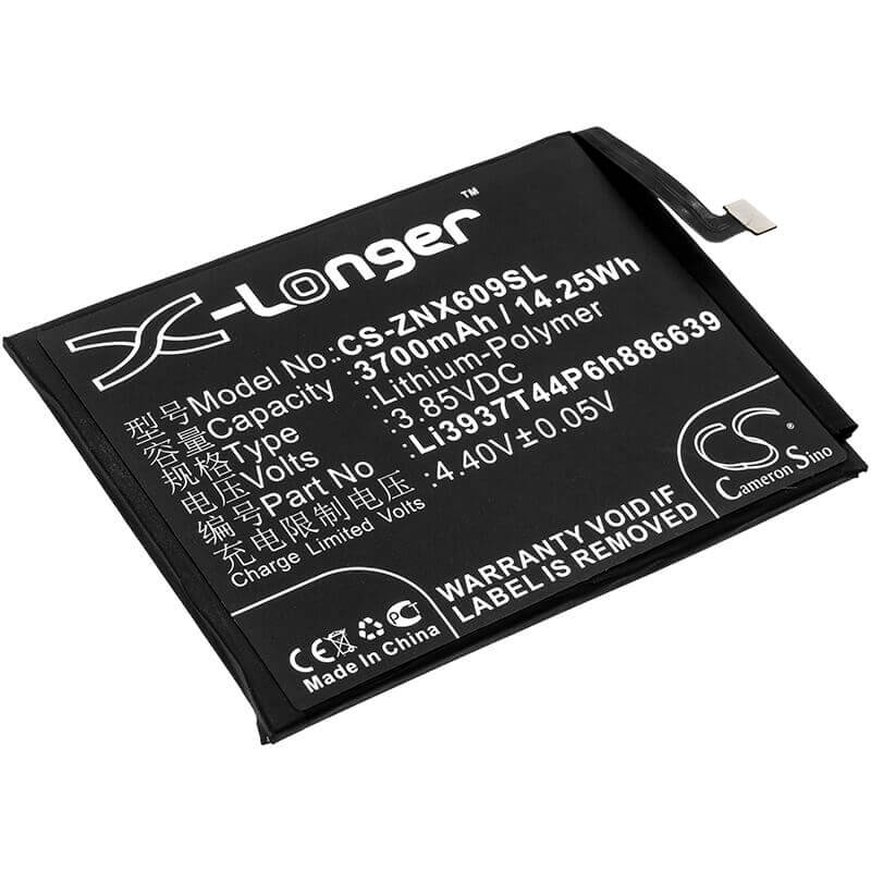 3.85V, Li-Polymer, 3700mAh, SmartPhone battery fits Zte, Nubia, Li3937t44p6h886639, Nx609j, Red Magic, 14.25Wh Mobile, SmartPhone Cameron Sino Technology Limited (Smartphone)