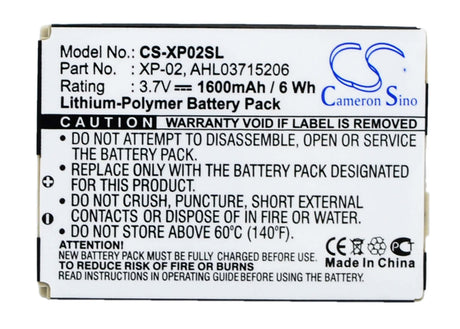 3.7V, Li-Polymer, 1600mAh, PDA battery fits O2, Xp-02, Xda Atom, Xda Atom Exec, 5.92Wh PDA, Pocket PC Cameron Sino Technology Limited (Suspended)