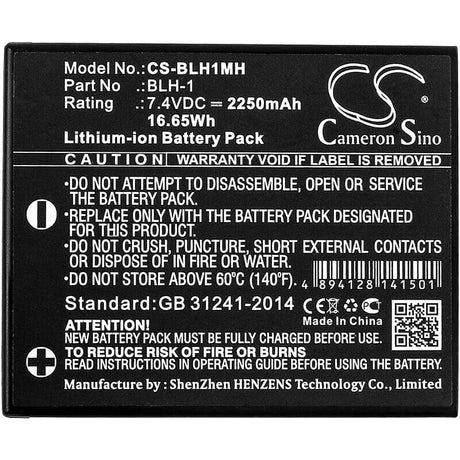 7.4V, Li-ion, 2250mAh, Camera battery fits Olympus, Blh-1, E-m1, E-m1 Mark Ii, 16.65Wh Camera Cameron Sino Technology Limited (Camera)