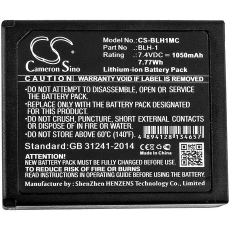 7.4V, Li-ion, 1050mAh, Camera battery fits Olympus, Blh-1, E-m1, E-m1 Mark Ii, 7.77Wh Camera Cameron Sino Technology Limited (Camera)