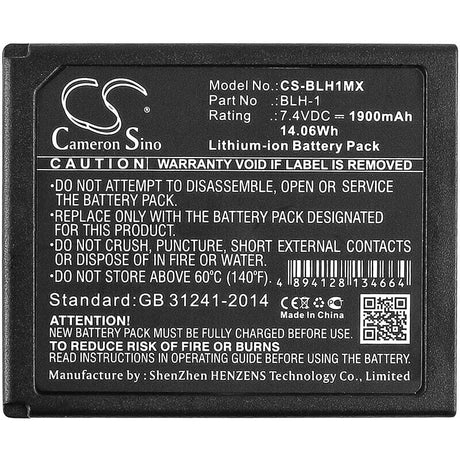 7.4V, Li-ion, 1900mAh, Camera battery fits Olympus, Blh-1, E-m1, E-m1 Mark Ii, 14.06Wh Camera Cameron Sino Technology Limited (Camera)