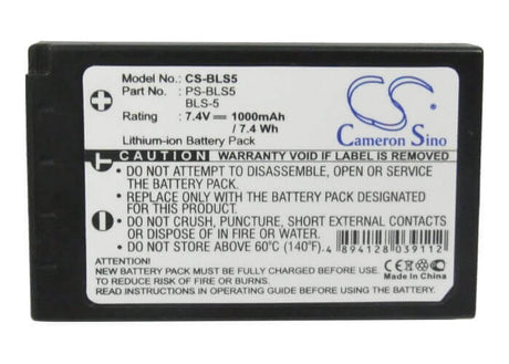 7.4V, Li-ion, 1000mAh, Camera battery fits Olympus, Bls-5, E-pc2, E-pl5, 7.4Wh Camera Cameron Sino Technology Limited (Camera)