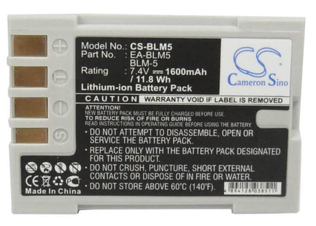 7.4V, Li-ion, 1600mAh, Camera battery fits Olympus, Blm-5, E3, E30, 11.84Wh Camera Cameron Sino Technology Limited (Camera)